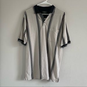 Knights Sportswear Mens Short Sleeve Button Polo Shirt Black Vertical Stripe